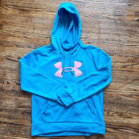 Under Armour Tops - Under Armour Women Blue Long Sleeve Pullover Hoodie Iridescent Logo Sweatshirt S